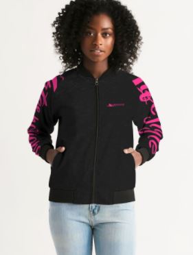Womens International Bomber Jacket - Black & Hot Pink