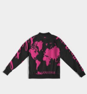 Womens International Bomber Jacket - Black & Hot Pink