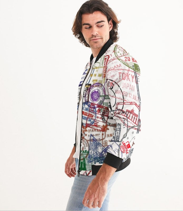 Passport Stamp Bomber Jacket