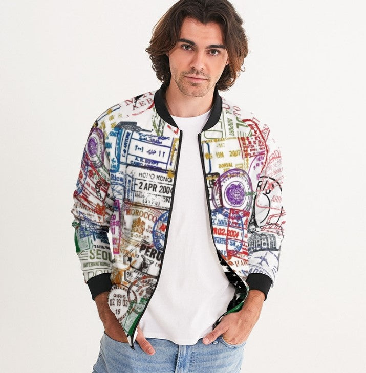 Passport Stamp Bomber Jacket