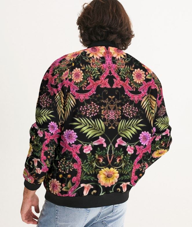 Pink Flowers Bomber Jacket