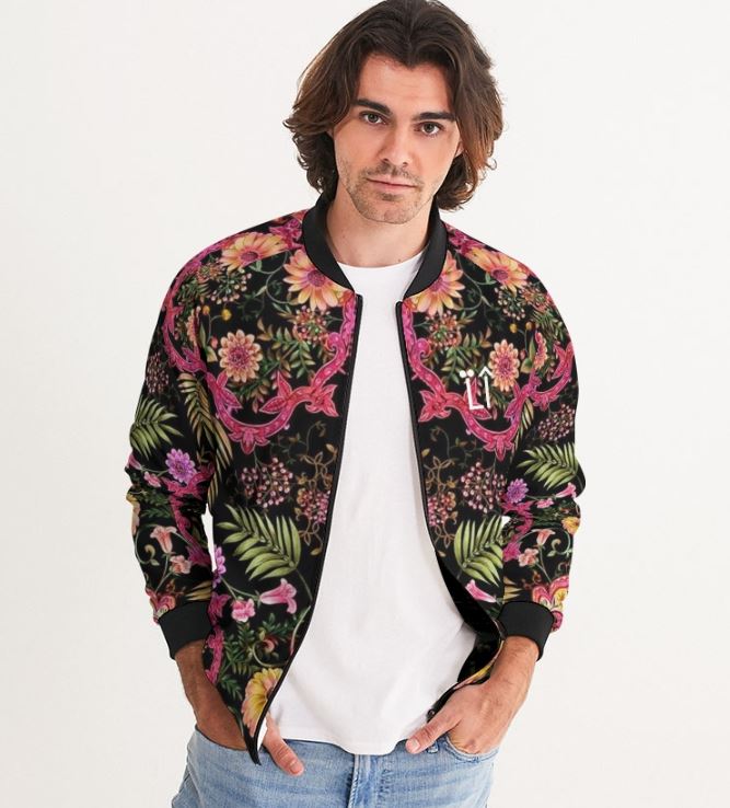 Pink Flowers Bomber Jacket