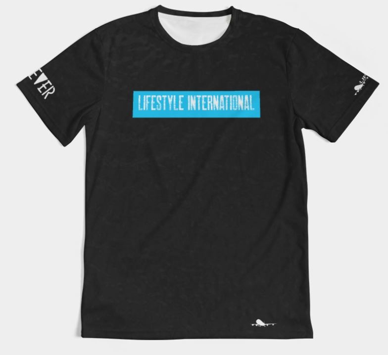 Window Seat Black teal white tee