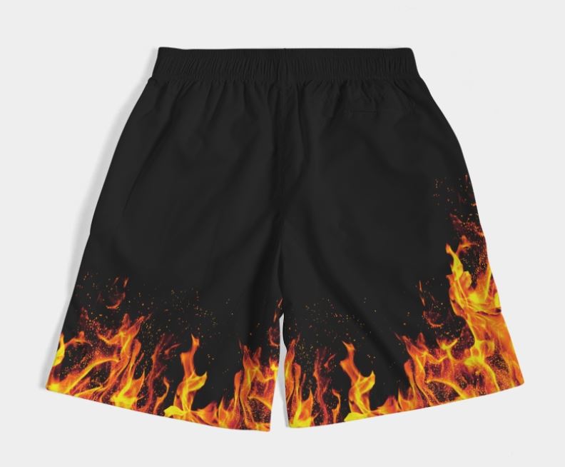 fire shorts black back