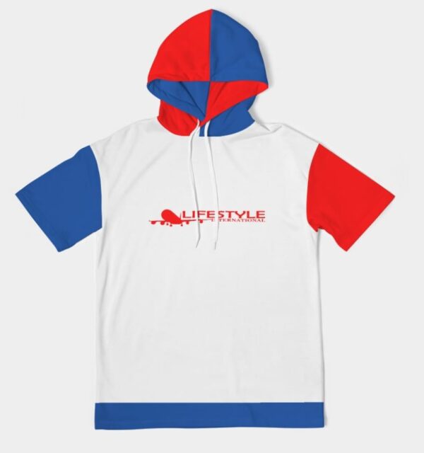 Boarding Pass hoodie red blue white